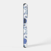 Jacobobobohnenfloral Big Pattern Blues auf Weiß iPhone Hülle (Rechte Seite)