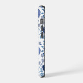 Jacobobobohnenfloral Big Pattern Blues auf Weiß iPhone Hülle (Linke Seite)