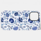 Jacobobobohnenfloral Big Pattern Blues auf Weiß iPhone Hülle (Rückseite (Horizontal))