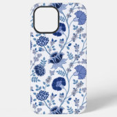 Jacobobobohnenfloral Big Pattern Blues auf Weiß iPhone Hülle (Rückseite)