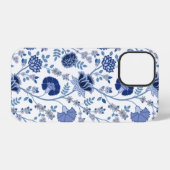 Jacobobobohnenfloral Big Pattern Blues auf Weiß iPhone Hülle (Rückseite (Horizontal))