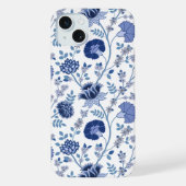 Jacobobobohnenfloral Big Pattern Blues auf Weiß iPhone Hülle (Rückseite)