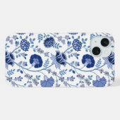 Jacobobobohnenfloral Big Pattern Blues auf Weiß iPhone Hülle (Rückseite (Horizontal))
