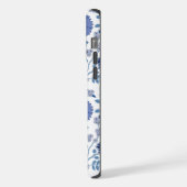 Jacobobobohnenfloral Big Pattern Blues auf Weiß iPhone Hülle (Linke Seite)