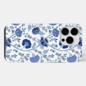 Jacobobobohnenfloral Big Pattern Blues auf Weiß iPhone Hülle (Rückseite (Horizontal))