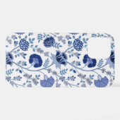 Jacobobobohnenfloral Big Pattern Blues auf Weiß iPhone Hülle (Rückseite (Horizontal))