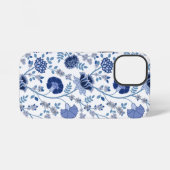 Jacobobobohnenfloral Big Pattern Blues auf Weiß iPhone Hülle (Rückseite (Horizontal))