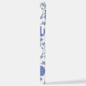 Jacobobobohnenfloral Big Pattern Blues auf Weiß iPhone Hülle (Rechte Seite)