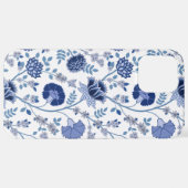Jacobobobohnenfloral Big Pattern Blues auf Weiß iPhone Hülle (Hinten horizontal)