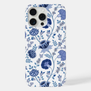 Jacobobobohnenfloral Big Pattern Blues auf Weiß iPhone 15 Pro Max Hülle