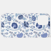 Jacobobobohnenfloral Big Pattern Blues auf Weiß iPhone Hülle (Rückseite (Horizontal))