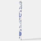 Jacobobobohnenfloral Big Pattern Blues auf Weiß iPhone Hülle (Rechte Seite)