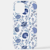 Jacobobobohnenfloral Big Pattern Blues auf Weiß iPhone Hülle (Rückseite)