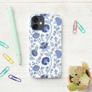 Jacobobobohnenfloral Big Pattern Blues auf Weiß iPhone 12 Mini Hülle