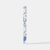 Jacobobobohnenfloral Big Pattern Blues auf Weiß iPhone Hülle (Rechte Seite)