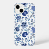 Jacobobobohnenfloral Big Pattern Blues auf Weiß iPhone Hülle (Rückseite)