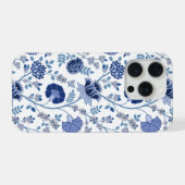 Jacobobobohnenfloral Big Pattern Blues auf Weiß iPhone Hülle (Rückseite (Horizontal))