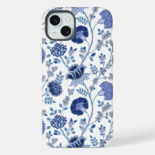 Jacobobobohnenfloral Big Pattern Blues auf Weiß iPhone Hülle (Rückseite)
