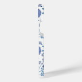 Jacobobobohnenfloral Big Pattern Blues auf Weiß iPhone Hülle (Linke Seite)