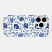 Jacobobobohnenfloral Big Pattern Blues auf Weiß iPhone Hülle (Rückseite (Horizontal))