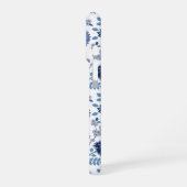 Jacobobobohnenfloral Big Pattern Blues auf Weiß iPhone Hülle (Linke Seite)