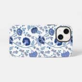 Jacobobobohnenfloral Big Pattern Blues auf Weiß iPhone Hülle (Rückseite (Horizontal))