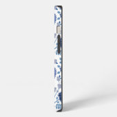 Jacobobobohnenfloral Big Pattern Blues auf Weiß iPhone Hülle (Linke Seite)