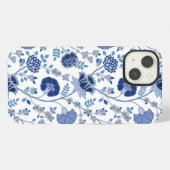 Jacobobobohnenfloral Big Pattern Blues auf Weiß iPhone Hülle (Rückseite (Horizontal))