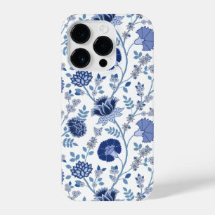 Jacobobobohnenfloral Big Pattern Blues auf Weiß iPhone 14 Pro Hülle