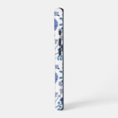 Jacobobobohnenfloral Big Pattern Blues auf Weiß iPhone Hülle (Linke Seite)