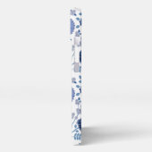 Jacobobobohnenfloral Big Pattern Blues auf Weiß iPhone Hülle (Linke Seite)