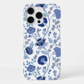 Jacobobobohnenfloral Big Pattern Blues auf Weiß iPhone Hülle (Rückseite)