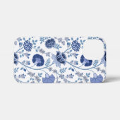 Jacobobobohnenfloral Big Pattern Blues auf Weiß iPhone Hülle (Rückseite (Horizontal))