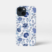 Jacobobobohnenfloral Big Pattern Blues auf Weiß iPhone Hülle (Rückseite)