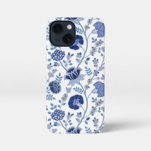 Jacobobobohnenfloral Big Pattern Blues auf Weiß iPhone 13 Mini Hülle