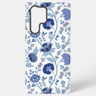 Jacobobobohnenfloral Big Pattern Blues auf Weiß Samsung Galaxy Hülle