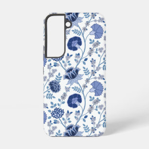 Jacobobobohnenfloral Big Pattern Blues auf Weiß Samsung Galaxy Hülle