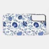 Jacobobobohnenfloral Big Pattern Blues auf Weiß Samsung Galaxy Hülle (Rückseite (Horizontal))