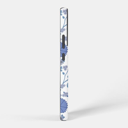 Jacobobobohnenfloral Big Pattern Blues auf Weiß Samsung Galaxy Hülle (Rechte Seite)