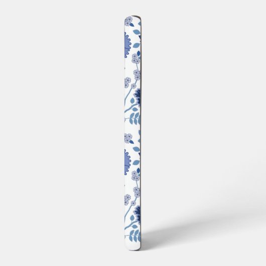 Jacobobobohnenfloral Big Pattern Blues auf Weiß Samsung Galaxy Hülle (Linke Seite)