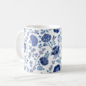 Jacobobobohnenfloral Lg Muster Blues White Kaffeetasse (Vorderseite Links)