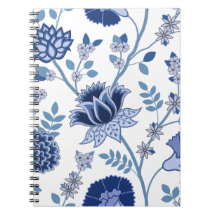 Jacobobobohnenfloral Lg Muster Blues White Notizblock