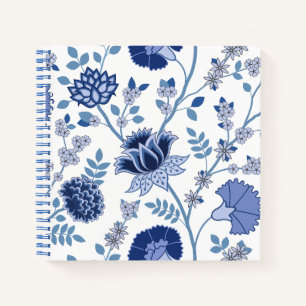 Jacobobobohnenfloral Lg Muster Blues White Notizblock
