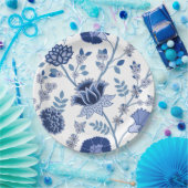 Jacobobobohnenfloral Lg Muster Blues White Pappteller (Party)