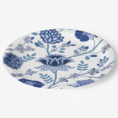 Jacobobobohnenfloral Lg Muster Blues White Pappteller (Schrägansicht)