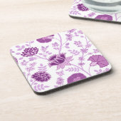 Jacobobobohnenfloral Lg Muster Pinks auf Weiß Getränkeuntersetzer (Linke Seite)