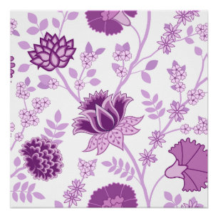 Jacobobobohnenfloral Lg Muster Pinks auf Weiß Poster