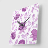 Jacobobobohnenfloral Lg Muster Pinks auf Weiß Quadratische Wanduhr (Winkel)