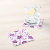 Jacobobobohnenfloral Lg Muster Pinks auf Weiß Rechteckiger Pappuntersetzer (Vor Ort)