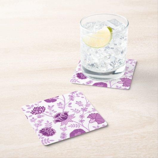 Jacobobobohnenfloral Lg Muster Pinks auf Weiß Rechteckiger Pappuntersetzer (Vor Ort)